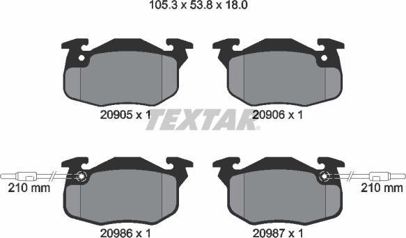 Textar 2090506 - Kit pastiglie freno, Freno a disco autozon.pro