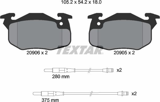 Textar 2090604 - Kit pastiglie freno, Freno a disco autozon.pro