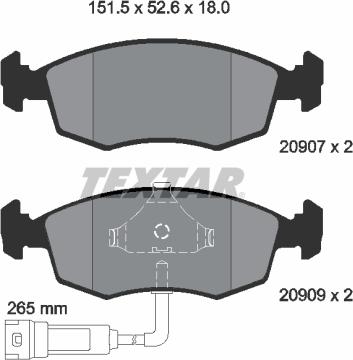 Textar 2090702 - Kit pastiglie freno, Freno a disco autozon.pro