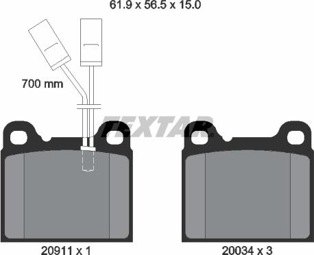 Textar 2091101 - Kit pastiglie freno, Freno a disco autozon.pro