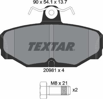 Textar 2098101 - Kit pastiglie freno, Freno a disco autozon.pro