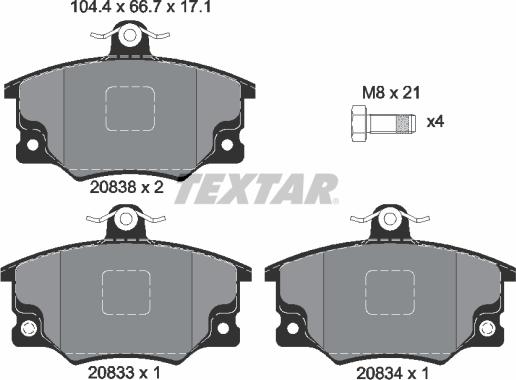 Textar 2083302 - Kit pastiglie freno, Freno a disco autozon.pro