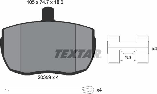 Textar 2035908 - Kit pastiglie freno, Freno a disco autozon.pro