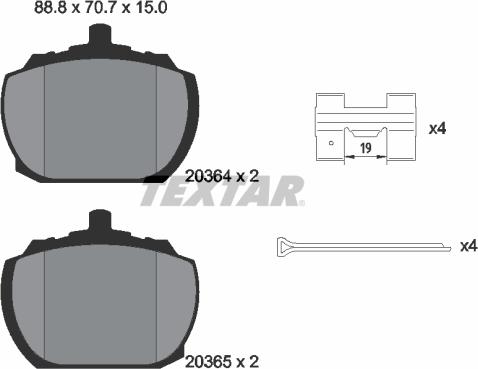 Textar 2036404 - Kit pastiglie freno, Freno a disco autozon.pro