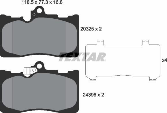 Textar 2032501 - Kit pastiglie freno, Freno a disco autozon.pro