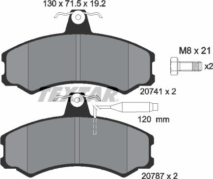 Textar 2074101 - Kit pastiglie freno, Freno a disco autozon.pro