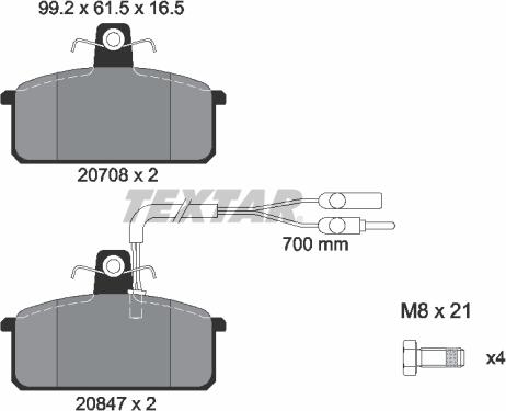 Textar 2070804 - Kit pastiglie freno, Freno a disco autozon.pro