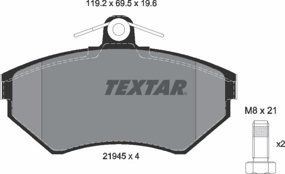 Textar 2194503 - Kit pastiglie freno, Freno a disco autozon.pro