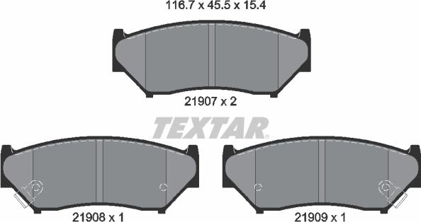 Textar 2190701 - Kit pastiglie freno, Freno a disco autozon.pro