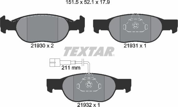 Textar 2193002 - Kit pastiglie freno, Freno a disco autozon.pro