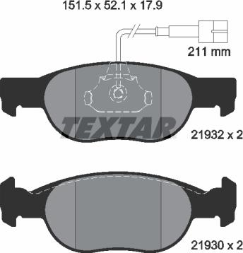 Textar 2193201 - Kit pastiglie freno, Freno a disco autozon.pro