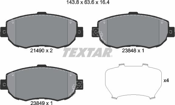 Textar 2149001 - Kit pastiglie freno, Freno a disco autozon.pro