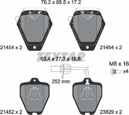 Textar 2145401 - Kit pastiglie freno, Freno a disco autozon.pro