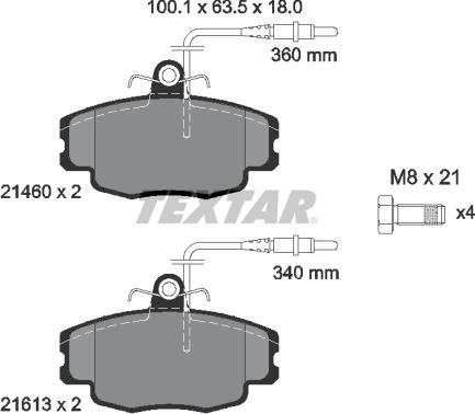 Textar 2146002 - Kit pastiglie freno, Freno a disco autozon.pro