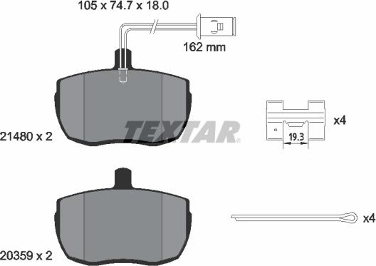 Textar 2148001 - Kit pastiglie freno, Freno a disco autozon.pro