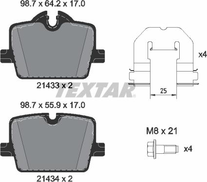 Textar 2143301 - Kit pastiglie freno, Freno a disco autozon.pro