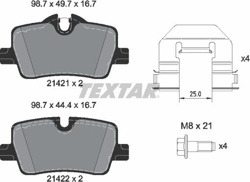 Textar 2142101 - Kit pastiglie freno, Freno a disco autozon.pro