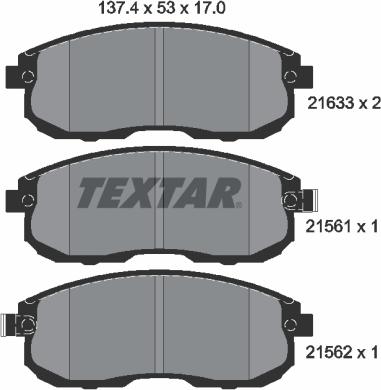 Textar 2156101 - Kit pastiglie freno, Freno a disco autozon.pro