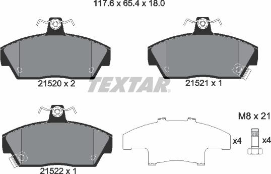 Textar 2152001 - Kit pastiglie freno, Freno a disco autozon.pro