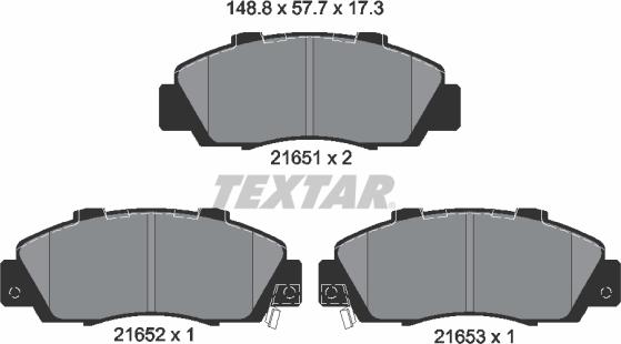 Textar 2165101 - Kit pastiglie freno, Freno a disco autozon.pro