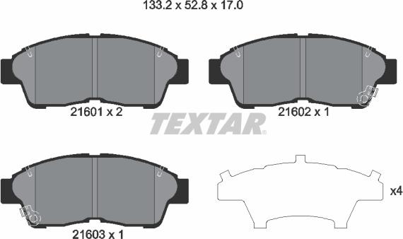 Textar 2160101 - Kit pastiglie freno, Freno a disco autozon.pro