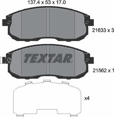 Textar 2163301 - Kit pastiglie freno, Freno a disco autozon.pro