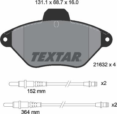 Textar 2163201 - Kit pastiglie freno, Freno a disco autozon.pro