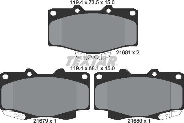 Textar 2167901 - Kit pastiglie freno, Freno a disco autozon.pro