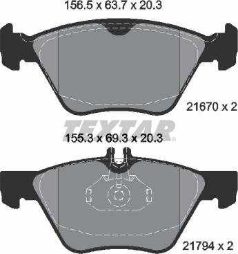 Textar 2167001 - Kit pastiglie freno, Freno a disco autozon.pro