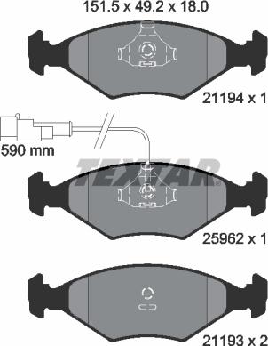 Textar 2119401 - Kit pastiglie freno, Freno a disco autozon.pro