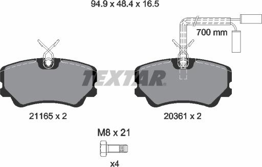 Textar 2116501 - Kit pastiglie freno, Freno a disco autozon.pro