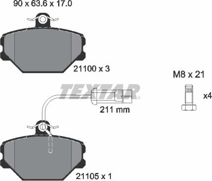 Textar 2110005 - Kit pastiglie freno, Freno a disco autozon.pro