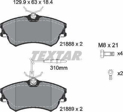 Textar 2188801 - Kit pastiglie freno, Freno a disco autozon.pro