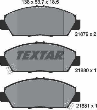 Textar 2187901 - Kit pastiglie freno, Freno a disco autozon.pro