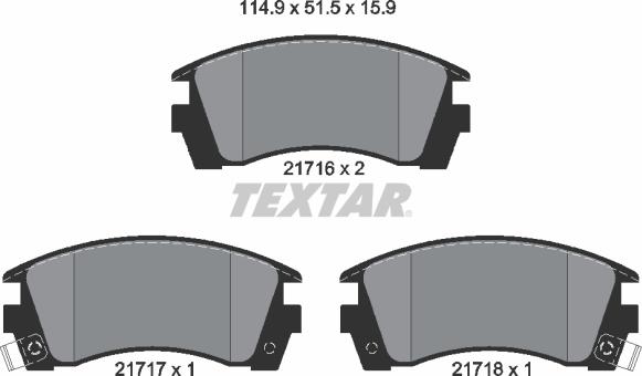 Textar 2171602 - Kit pastiglie freno, Freno a disco autozon.pro