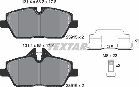 Textar 2391503 - Kit pastiglie freno, Freno a disco autozon.pro