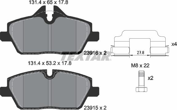 Textar 2391601 - Kit pastiglie freno, Freno a disco autozon.pro