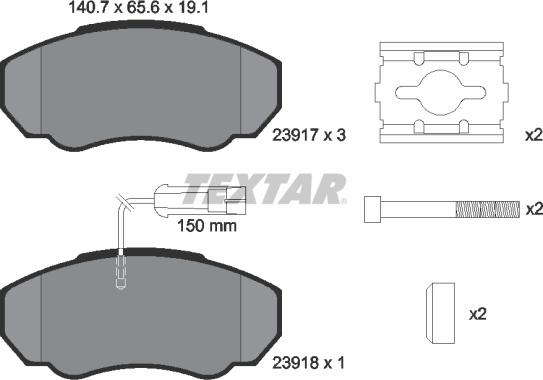 Textar 2391701 - Kit pastiglie freno, Freno a disco autozon.pro