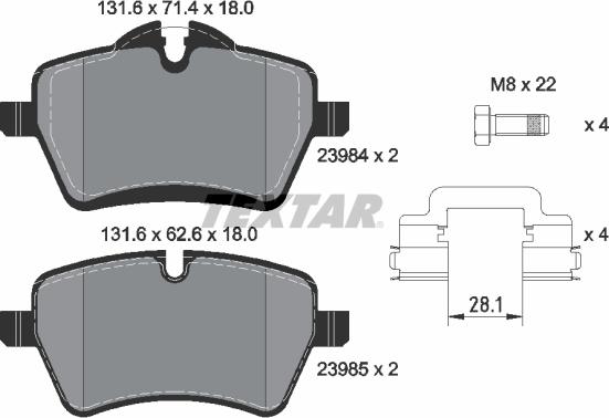 Textar 2398404 - Kit pastiglie freno, Freno a disco autozon.pro