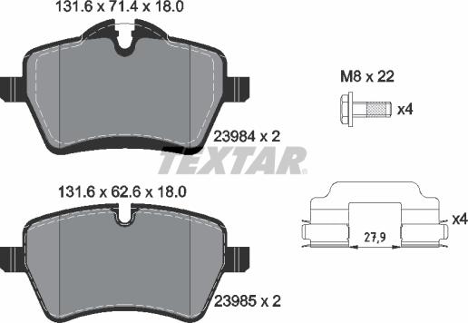 Textar 2398401 - Kit pastiglie freno, Freno a disco autozon.pro