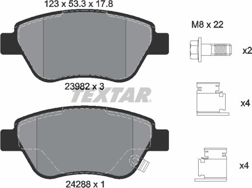 Textar 2398202 - Kit pastiglie freno, Freno a disco autozon.pro