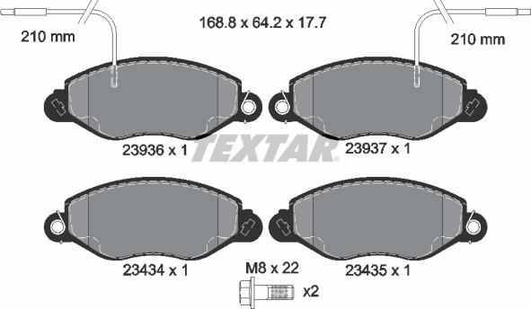 Textar 2393601 - Kit pastiglie freno, Freno a disco autozon.pro