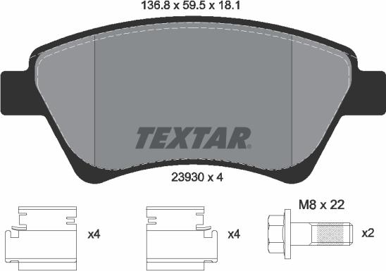 Textar 89017000 - Kit freno, Freno a disco autozon.pro