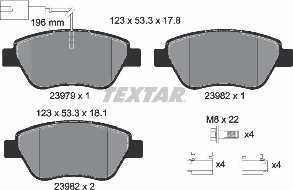 Textar 2397901 - Kit pastiglie freno, Freno a disco autozon.pro