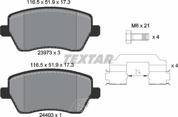 Textar 2397302 - Kit pastiglie freno, Freno a disco autozon.pro