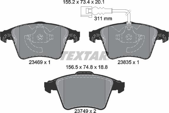 Textar 2346901 - Kit pastiglie freno, Freno a disco autozon.pro