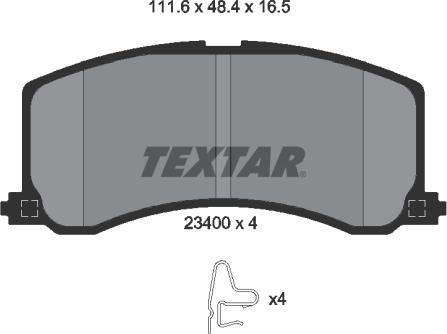 Textar 2340001 - Kit pastiglie freno, Freno a disco autozon.pro