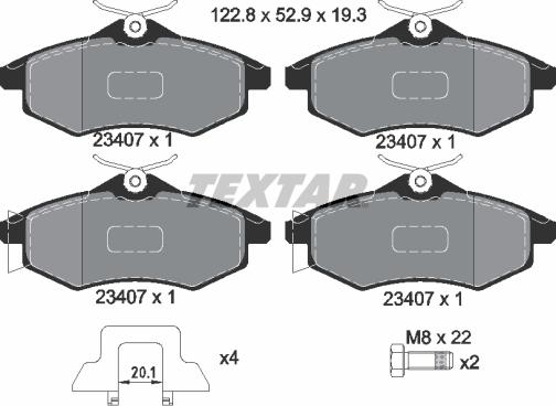 Textar 2340702 - Kit pastiglie freno, Freno a disco autozon.pro