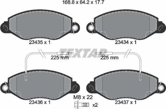 Textar 2343501 - Kit pastiglie freno, Freno a disco autozon.pro