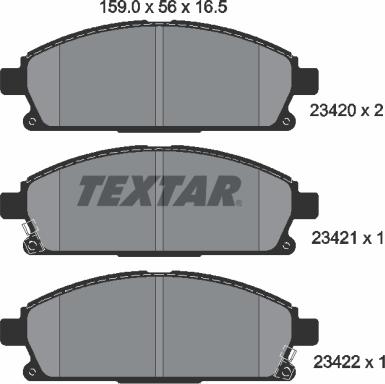 Textar 2342001 - Kit pastiglie freno, Freno a disco autozon.pro